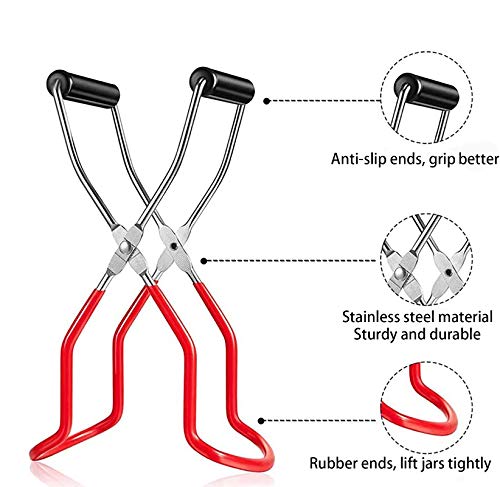Cedilis 4 Pieces Canning Kit, 1PC Canning Rack+ 1PC Jar Lifter Tong+ 2PC Funnels, Stainless Steel Canning Supplies for Mason Jars