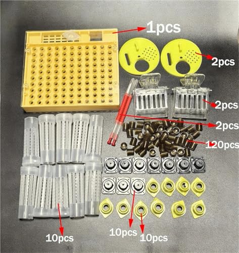 Bee Rearing Kit Plastic Queen Rearing System Kit Beekeeping Grafting Tools with Cell Cups, Cage Clips, Protection Tool Supplies for Beginners and Bee Keeper