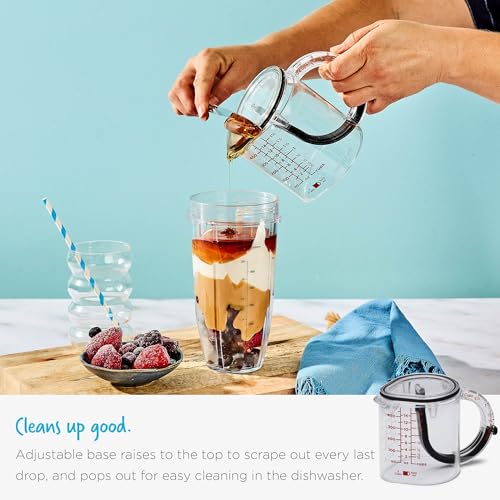Dreamfarm Big Upcup All-in-1 Adjustable Measuring Cup - 2 Cup | Measures dry and liquid ingredients and scrapes itself clean, easy-to-read metric and imperial measurements, microwave safe - size: Big Upcup - 2 Cups