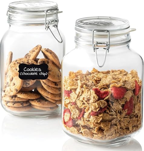 Bormioli Rocco 149240M02121197 Fido Glass Canning Jar Italian 67¾ oz-2 Liter (2 Pack), (Pack of 2), Clear - size: 67.75 oz