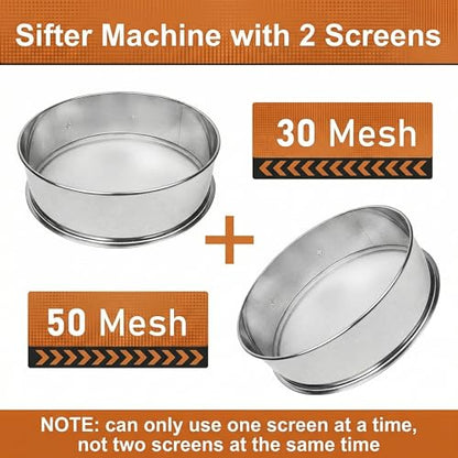 Sidasu Automatic Powder Sifter Machine 30Mesh 50Mesh Automatic Sieve Shaker Vibrating Machine 110V Stainless Steel Sieve Shaker Machine with 2 Screens, Sieve Shaker Machine for Flour Powders - size: Automatic Powder Sifter Machine(30+50 mesh)