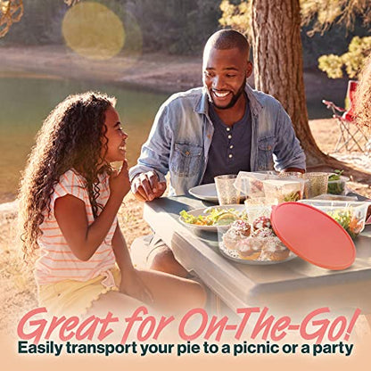 2 Pack Pie Carrier Cake Storage Container with Lid | 10.5" Large Round Plastic Cupcake Cheesecake Muffin Flan Cookie Tortilla Holder Storage Containers Airtight | Pie Keeper Transport Container - size: 2 Pack