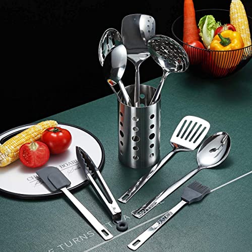 Stainless Steel Cooking Utensils Set, Berglander 13 Pieces Kitchen Utensils Set, Kitchen Tools Set With Utensil Holder Non-Stick And Heat Resistant,Dishwasher Safe, Easy to Clean (13 Packs) - size: A. 13 Pieces