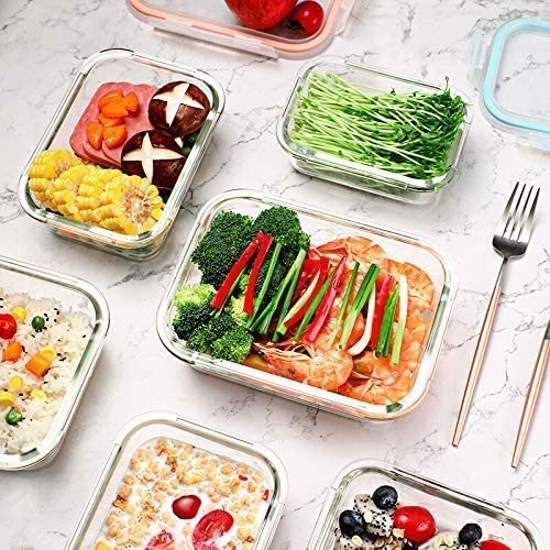 S SALIENT Airtight Meal Prep Containers for Food Storage [24 Piece] Leak Proof, Glass Bento Boxes for Lunch (12 lids & 12 Containers) - color: Green