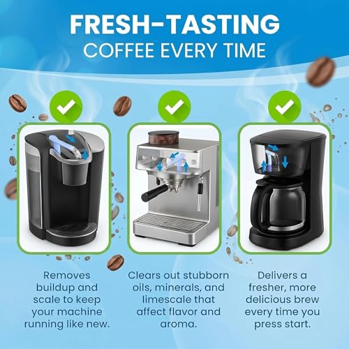Coffee Machine Cleaner Tablets 24 Pack 5g per Tablet - Deep Cleaning Descaler for DeLonghi Philips Nespresso Breville Keurig - Food Grade Safe Formula Removes Oil Residue & Odor