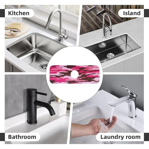 Pink Camo Faucet Mat For Kitchen Sink, Absorbent Countertop Protector, Quick Dry Sink Splash Guard Pad, Waterproof Draining Mat 15" X 5.5" - color: Style 5