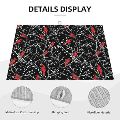 Red Bird Winter Red Cardinals Dish Drying Mat For Kitchen Counter, Super Absorbent Microfiber Dish Drying Pad, Kitchen Gadgets For Easy Clean Multi-Use Large 18"x24" - color: Red Bird Winter Red Cardinals