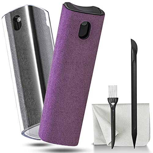 2Pcs Laptop Screen Monitor Cleaner Spray, walrfid Portable Phone Touchscreen and Car Screen Cleaning Kit for Cell Phones, Tablet, PC, Computer, iPhone, iPad, MacBook Pro - Grey and Purple - color: Grey, Purple