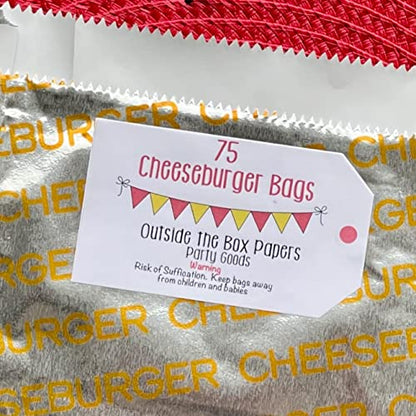 Printed Foil Cheeseburger Bags- 75 Pack - Silver, Yellow