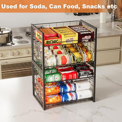 X-cosrack 2 Packs Stackable Can Rack Organizer for Pantry, 2-Tier Sturdy Adjustable Pantry Can Storage Organizer for Canned Food Can Goods, Kitchen Can Dispenser Holder for Soda Drinks Snack, Black - size: 2 Tier -2 Packs