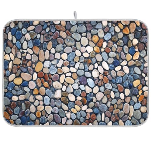 Colorful Stone Texture Dish Drying Mats 18 x 24 Inch Super Absorbent Microfiber Dish Drainer Rack Mats Heat Resistant Drying Pads for Kitchen Counter Sinks Dining Table - color: Colorful Stone Texture, size: 18" x 24"