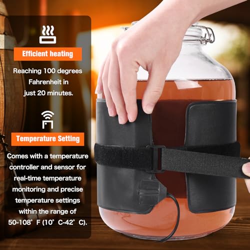 BLUBYEES Digital Kombucha Heating Wrap with Precise Temperature Control and Timer Function - Kombucha Starter Kit, the Ideal Fermentation Heating Pad for Kombucha and Sourdough