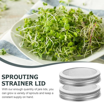 VALICLUD 4Pcs Stainless Steel Sprouting Jar Lids 70Mm Wide Mouth Mason Jar Screens Ventilation Covers for Growing Alfalfa Mung Bean Sprouts