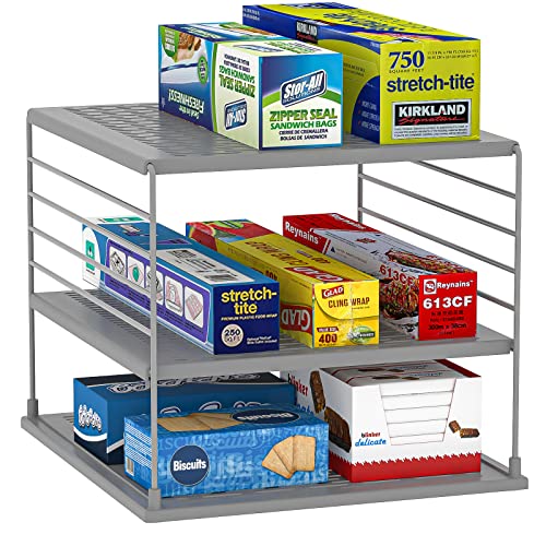 Upgraded Pantry Organizers and Storage - Divided Compartment Holder for Foil and Plastic Wrap - Kitchen Organization for Aluminum Foil, Wraps, Box - color: Grey