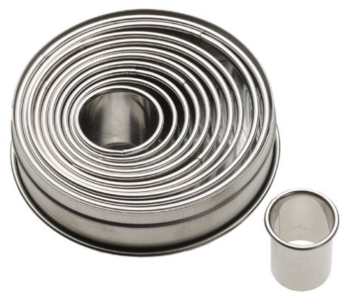 Ateco Plain Edge Round Cutters in Graduated Sizes, Stainless Steel, 11 Pc Set - size: Plain Edge, style: #5357 Round, 11 pcs