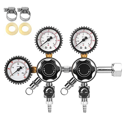 TMCRAFT Keg CO2 Regulator, Triple Gauge CGA-320 Pressure Regulator with 0-60 PSI Working Pressure & 0-3000 PSI Tank Pressure, Kegerator Regulator with Safety Pressure Relief Valve