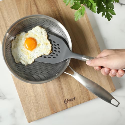 Oster Chadswyck 13” Slotted Turner Spatula, Heat Resistant Silicone Head, Stainless Steel Handle, Safe for Nonstick Cookware, Dishwasher Safe - color: Chadswyck (13" Slotted Turner)