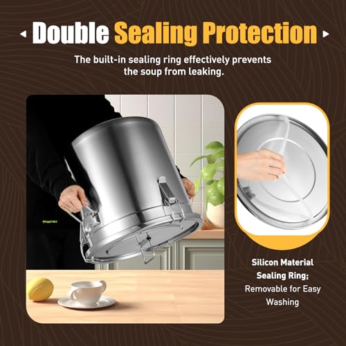 304 Stainless Steel Food Storage Containers, 33L/8.7Gal Rice Storage Container with Airtight Lid and Locking Clamp Large Flour Storage Container Kimchi Container for Rice Oil Soup Flour (33L)