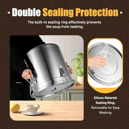 304 Stainless Steel Food Storage Containers, 33L/8.7Gal Rice Storage Container with Airtight Lid and Locking Clamp Large Flour Storage Container Kimchi Container for Rice Oil Soup Flour (33L)