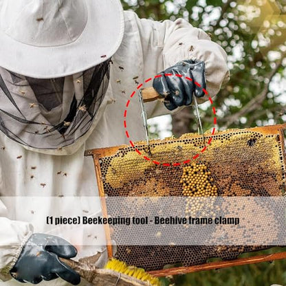 Stainless Steel Beekeeper Frame Holder with Ergonomic Wooden Handle Suitable for Beekeeping and Comfort