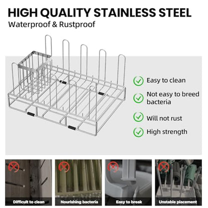 Baby Bottle Drying Rack Organizer Stainless Steel Large Countertop Glass Water Bottle Dryer Holder with Diatomite Stone Quick Dry Easy Clean and Brush Holder