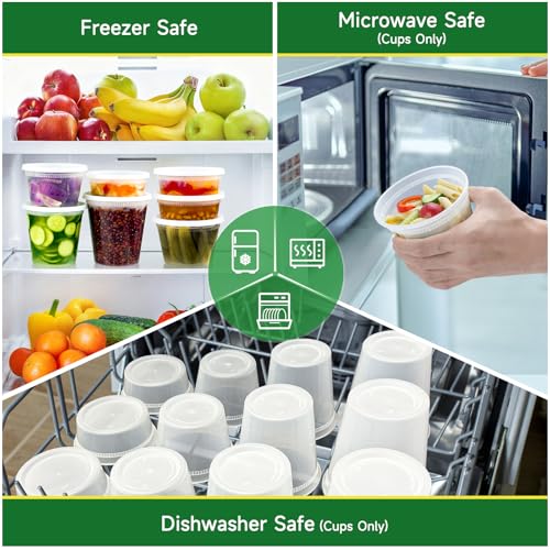 Dealusy 50 Set 32 oz Deli Containers with Lids, Leak-Proof BPA Free Plastic Take Out Bowls, Food Storage Containers for Takeout Meal Prep Storage, Freezer, Microwave & Dishwasher Safe - size: 32 oz