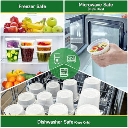 Dealusy 50 Set 32 oz Deli Containers with Lids, Leak-Proof BPA Free Plastic Take Out Bowls, Food Storage Containers for Takeout Meal Prep Storage, Freezer, Microwave & Dishwasher Safe - size: 32 oz
