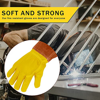 Suse's Kinder Welding Gloves Mig Tig Available in Sizes: XS, Small, Medium, Large, Xl, XXL, XXXL - color: Brown Yellow, size: Large