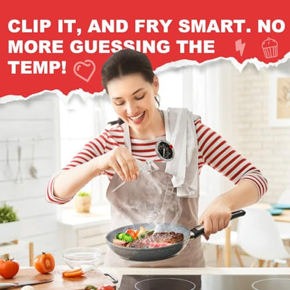 Glow-in-The-Dark Candy Thermometer Waterproof IP67-9" Deep Fry & Candy Thermometer with Pot Clip – High-Heat, Waterproof for Oil, BBQ, Candle Making，Black - color: Black Dial
