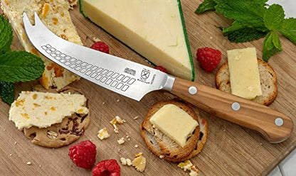 Mercer Culinary Renaissance Olive Wood Hard Cheese Knife, 4.75-Inch - color: Olive Wood Handle, size: 4.75-Inch Hard Cheese Knife