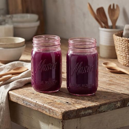 Rubtlamp Pink Mason jar 32 oz, 12 Pack Glass Jars - Wide Mouth Mason Jars with Airtight Lids for Pickling, Fermenting, Food Storage&DIY Crafts, Microwave & Dishwasher Safe - color: Pink