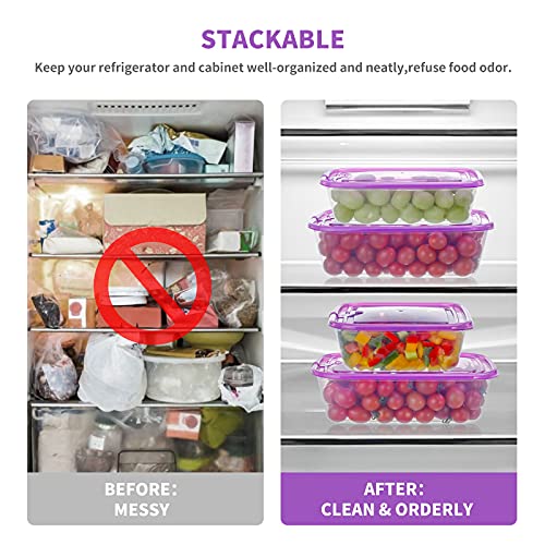 KIGI Large Plastic Food Containers with Snap-on Lids, BPA-Free, Stackable, Reusable, for Kitchen Pantry & Fridge Organization, Microwave, Dishwasher & Freezer Safe Food Storage (8.3 Cup 6-PACK) - size: 8.3 Cup | 67 OZ