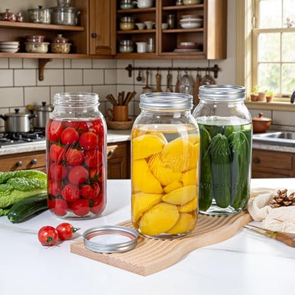 WELLIFE 6 Pack 64oz Wide Mouth Mason Jars,Half Gallon Mason Jar for Pickling, Canning, Fermenting and Food Storage, Microwave & Dishwasher Safe - color: Clear Mason Jars 64oz-6Pcs