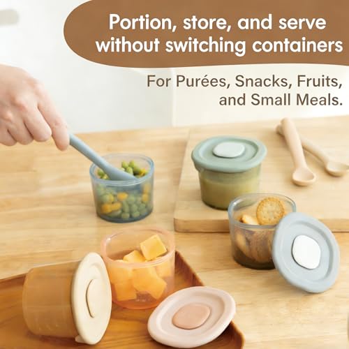 Moonkie Silicone Baby Food Containers | 8oz/4 oz Baby Food Storage Jars with Airtight Lids and A Snack Cup Lid | Freezer,Microwave and Dishwasher Safe, Reusable Baby Food Jars for Infant & Toddler - size: 2pack 4oz/2pack 8oz