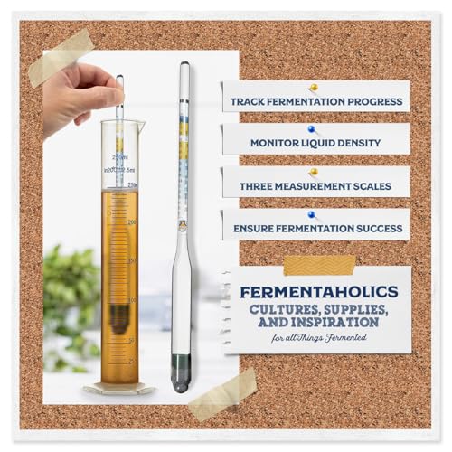 Fermentaholics Triple Scale Hydrometer – Measure and Monitor Specific Gravity, Brix, Potential Alcohol, and ABV in Wine, Beer, Mead, Cider, and Other Homebrewed Drinks (Plastic, Clear)