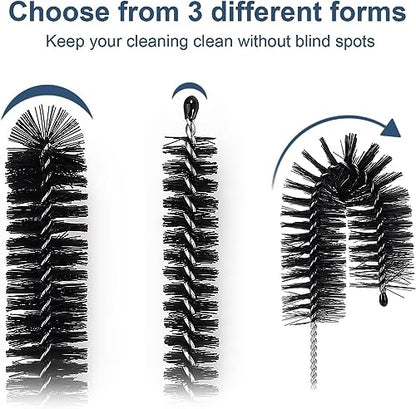 Ixiaoyoo Straw Cleaner Brush Set, 12 Pieces Botthle Cleaning Brush and Nylon Tube Brush Brush, 11.8 Inch Long Cleaning Brush Kit for Water Bottle, Straws on Tumbler, Sippy Cup, Tea Pot Spout | Black Straw Cleaner Brushes for Tumbler, Sippy Cup, Water Bott