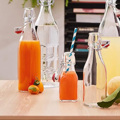 Bormioli Rocco 8.5oz Swing Bottle (Set of 6) - Reusable Glass Bottles with Airtight Leakproof Swing Tops, BPA-Free Bottle, Great for Homemade Syrups, Dressings, Infused Oils, Fresh Juices - size: 6 Count (Pack of 1)