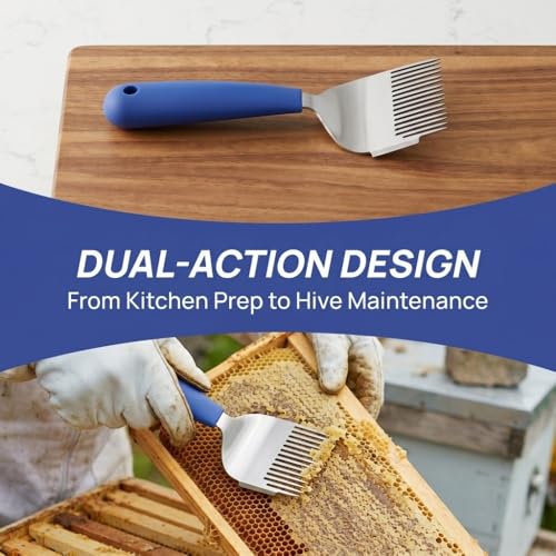 Stainless Steel Uncapping Fork with Plastic Grip, Honey Comb Scraper for Beekeeping