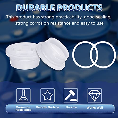 Bung Caps 2'' Fine and Coarse Thread with Gasket Poly Buttress Drum Bung Hole Cap for Most 15, 30 and 55 Gallon Plastic Drum (16 Pack)