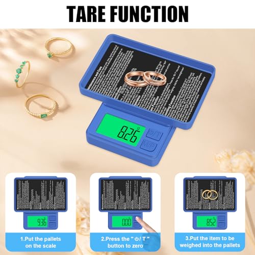 1000g/0.1g Pocket Gram Scale, Diyife High Precision Digital Kitchen Scale, LCD Display, 7 Units with Tare Function, Suit for Jewelry, Powder, Ounces, Blue - color: Blue