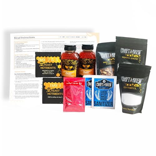 Craft A Brew - Mead Maker’s Choice - Orange Dream Mead Recipe Kit - Ingredients & Instructions for Mead Fermentation & Backsweetening – With Orange Blossom Honey - Makes 1 Gallon Sparkling Mead - color: Orange Dream