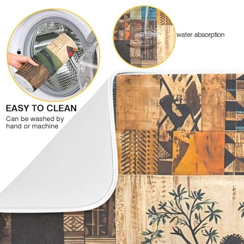 Woman Tree Artwork Dish Drying Mat for Kitchen Counter Super Absorbent Draining Mat with Non-slip Backed Drainer Mat for Dish Bottles Cups Bowl Sinks Countertops Draining Racks