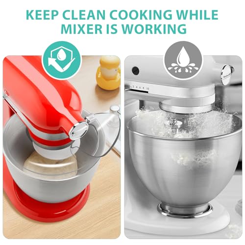 Pouring Shield and Mixer Bowl Cover (for Stainless Steel Bowls Only) Compatible with Kitchenaid 4.5-5QT Tilt Head, Splatter Guard Lids for Stainless Steel Mixer Bowl, Not for Bowl Lift - size: For 4.5-5QT Mixer