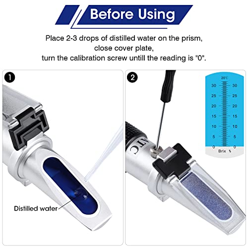 Brix Refractometer with ATC, Handheld Brix Meter Hydrometer 0-32% Portable Sugar Content Reader for Fruits, Saccharimeter Refractometer Set