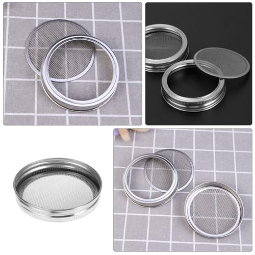 PRETYZOOM 3pcs Stainless Steel Sprouting Jar Lids for Wide Mouth Jars Food Grade Mesh Covers for Efficient Germination Easy to Clean for Home and Agricultural Use - size: 8.60X8.60X1.00CM