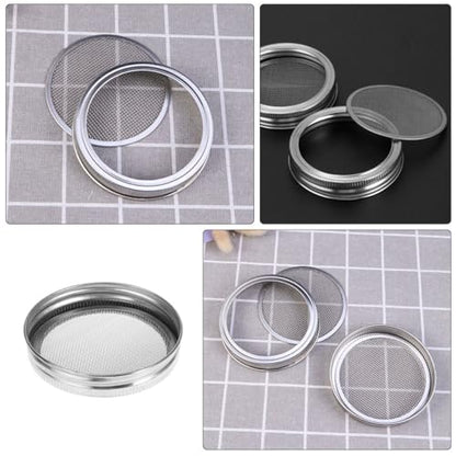PRETYZOOM 3pcs Stainless Steel Sprouting Jar Lids for Wide Mouth Jars Food Grade Mesh Covers for Efficient Germination Easy to Clean for Home and Agricultural Use - size: 8.60X8.60X1.00CM