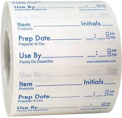 Dissolvable Food Storage Shelf Life Labels for Food Rotation Use By Preparation Stickers Prep Date 1 x 2 Inch 500 Adhesive Stickers