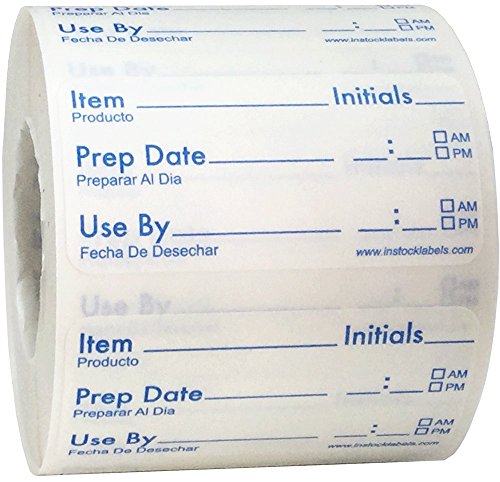 Dissolvable Food Storage Shelf Life Labels for Food Rotation Use By Preparation Stickers Prep Date 1 x 2 Inch 500 Adhesive Stickers