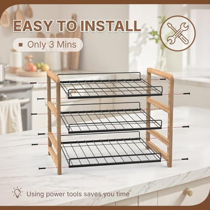 DGWJSU Can Organizer for Pantry 3-Tier, Can Storage Organizer Pantry, Soda Can Organizer, Holds up to 36 Cans Holders for Pantry, Cabinet, Countertop, Carbonized Brown - size: 3 Tiers