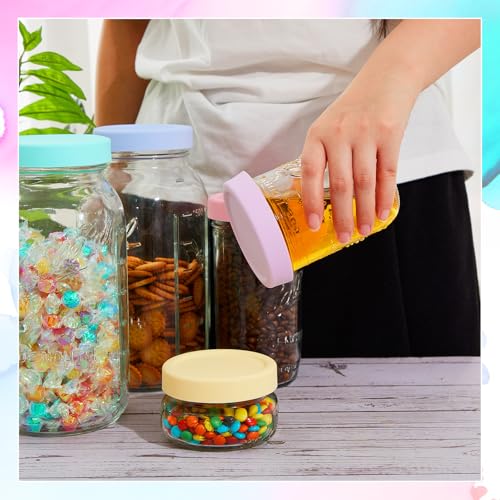 Teenyyou 12 Pcs Silicone Wide Mouth Lids Mason Jar Lids Thickened Leak Proof Lid for 86 mm All Wide Mouth Mason Jars, Reusable Large Canning Jar Caps(Macaron) - color: Macaron, size: 86 mm